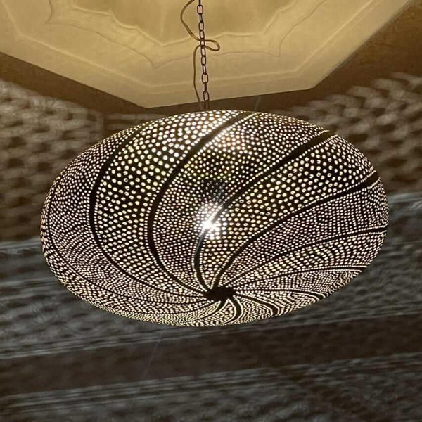 Moroccan Pendant Light – Filigree Openwork Brass Lamp Living Room