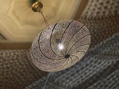 Elegant Moroccan Brass Pendant Lamp - Handmade Lighting Decor (PL 1079)