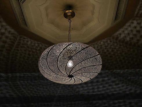 Elegant Moroccan Brass Pendant Lamp - Handmade Lighting Decor (PL 1079)