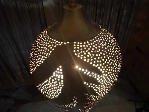 Elegant Moroccan Brass Pendant Light – Handcrafted Boho Lamp (PL 1060)