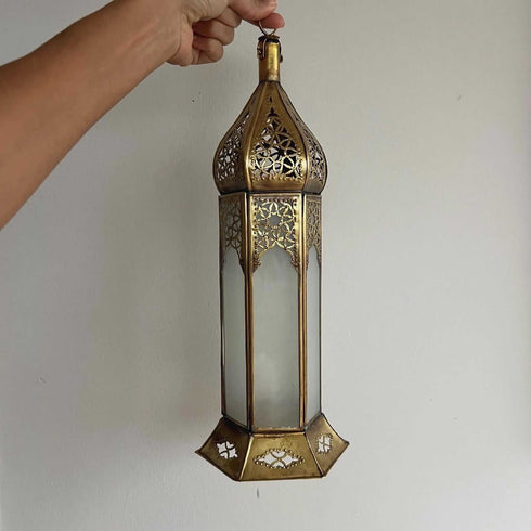 Elegant Moroccan Hanging Lantern - Brass Candle Holder (CL 1009)