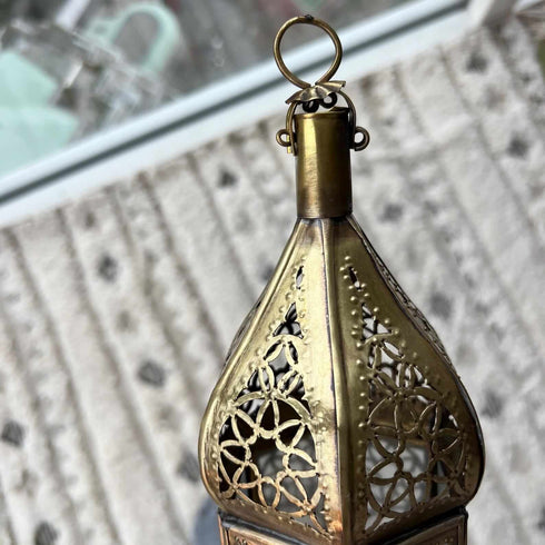 Elegant Moroccan Hanging Lantern - Brass Candle Holder (CL 1009)