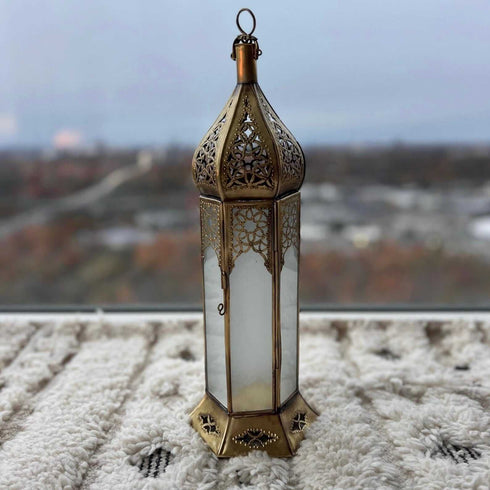 Elegant Moroccan Hanging Lantern - Brass Candle Holder (CL 1009)