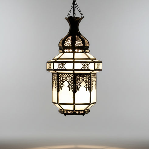 Handcrafted Moroccan Glass Ceiling Lamp - Elegant Pendant