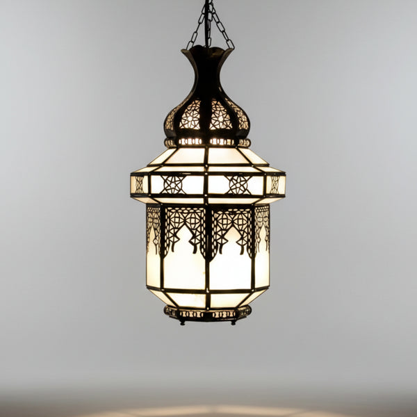 Handcrafted Moroccan Glass Ceiling Lamp - Elegant Pendant