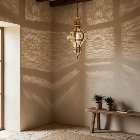 Moroccan Brass Pendant Lamp - Exotic Lighting Decoration