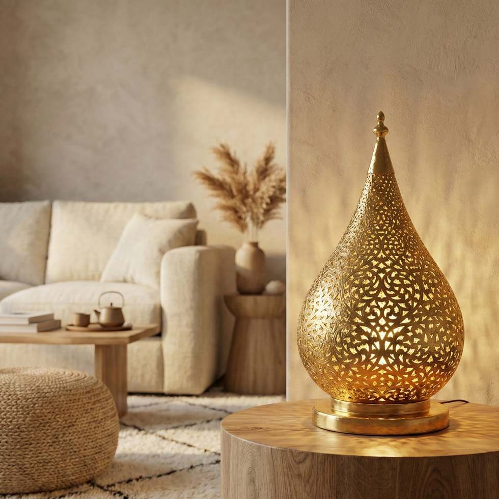 Moroccan Chandelier – Brass Filigree Openwork Dining Room