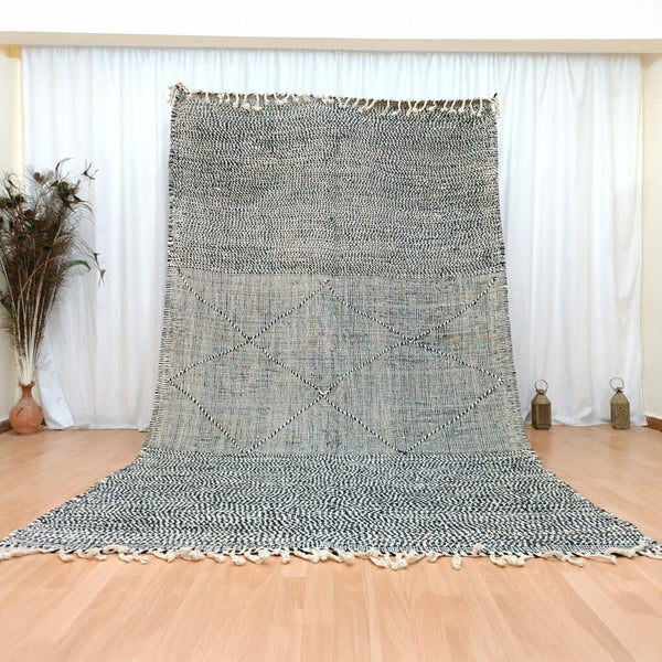 Beni Ourain Rug – Gray Flatweave Geometric Wool Rug