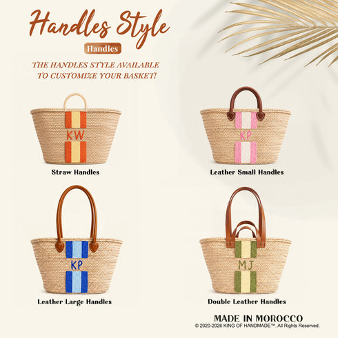 Personalized Blue Stripe Straw Beach Bag