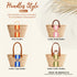 Personalized Blue Stripe Straw Beach Bag
