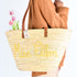 Personalized French-Inspired Straw Basket - Tote with Thin Leather Handles