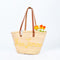 Personalized French-Inspired Straw Basket - Tote with Thin Leather Handles