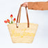 Personalized French-Inspired Straw Basket - Tote with Thin Leather Handles