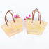 Personalized French-Inspired Straw Basket - Tote with Thin Leather Handles