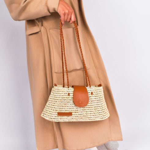 French Basket Straw Tote Bag | Boho Chic Handbag for Women