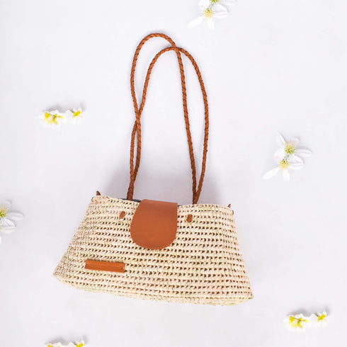 French Basket Straw Tote Bag | Boho Chic Handbag for Women