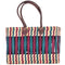 French Basket With Violet Stripe - Handwoven Moroccan Reed, Leather Handles
