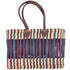 French Basket With Violet Stripe - Handwoven Moroccan Reed, Leather Handles