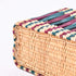 French Basket With Violet Stripe - Handwoven Moroccan Reed, Leather Handles