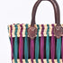 French Basket With Violet Stripe - Handwoven Moroccan Reed, Leather Handles