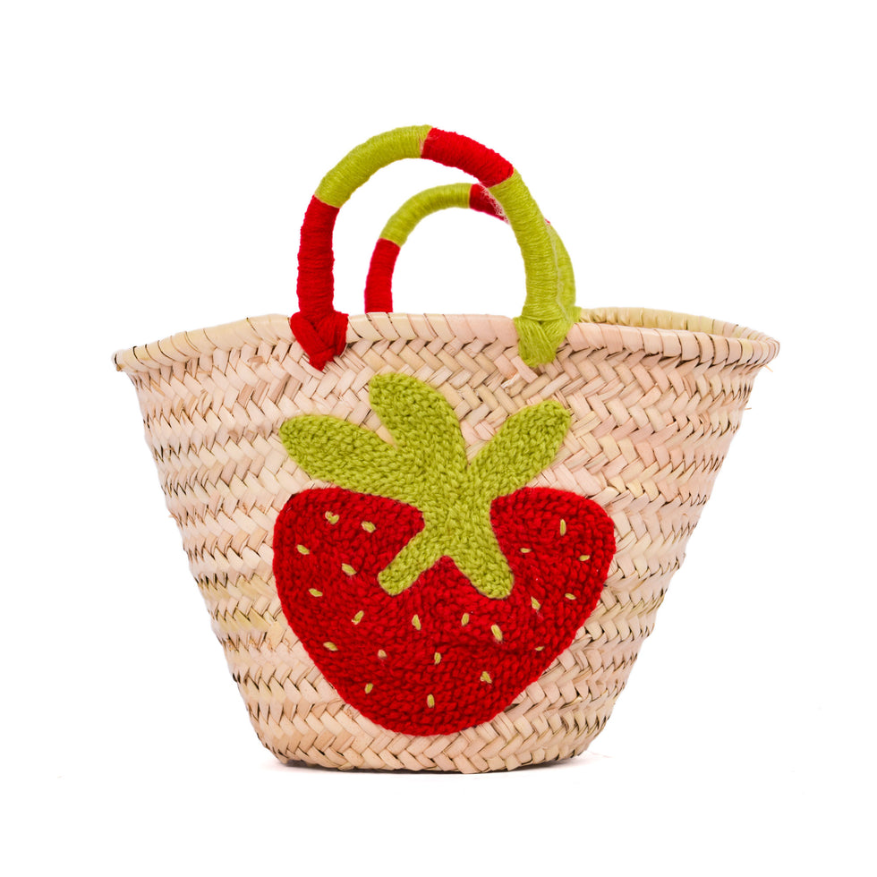 Straw Beach Bag – Strawberry Embroidered Moroccan Tote