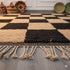 Moroccan Checker Wool Rug - Black Beige Geometric Berber Carpet