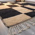 Moroccan Checker Wool Rug - Black Beige Geometric Berber Carpet