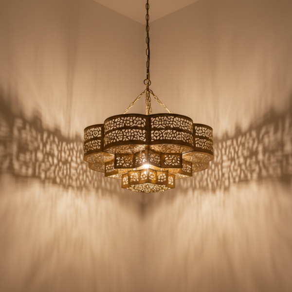 Moroccan Ceiling Light – Brass Filigree Openwork