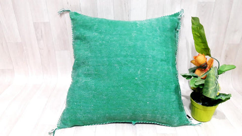 Green Cactus Silk Pillow Cover – Moroccan Sabra Cushion (SP 1005)