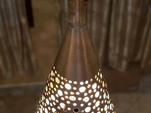 Hand-Engraved Moroccan Brass Pendant Light – Teardrop Lamp (PL 1069)