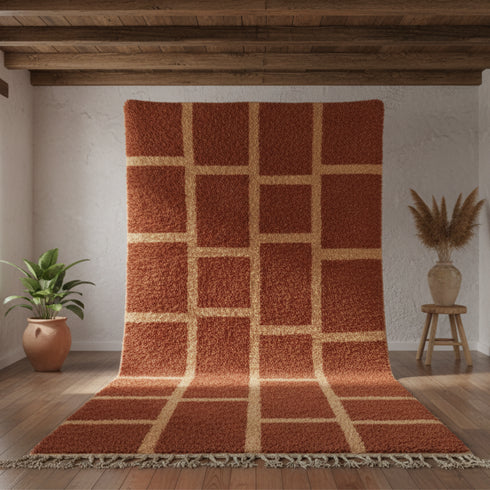 Hand-Knotted Beni Ourain Wool Rug – Modern Boho Home Interior Decor