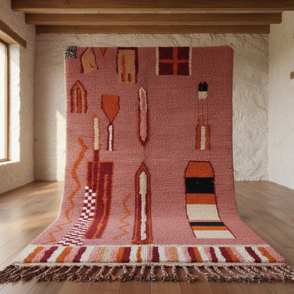 High-quality natural wool, this Berber Rug offers an incredibly soft, plush pile, ensuring both luxurious comfort and lasting durability, making it an ideal choice for Home Decor.