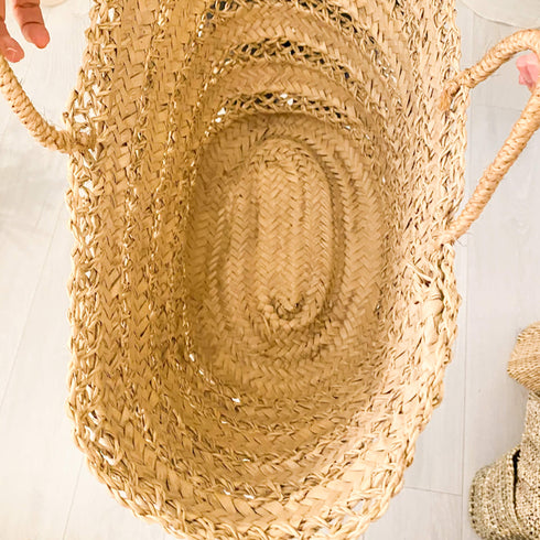Handcrafted Doum Straw Basket | Openwork Woven Bag