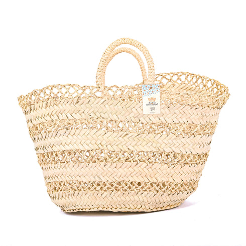 Handcrafted Doum Straw Basket | Openwork Woven Bag