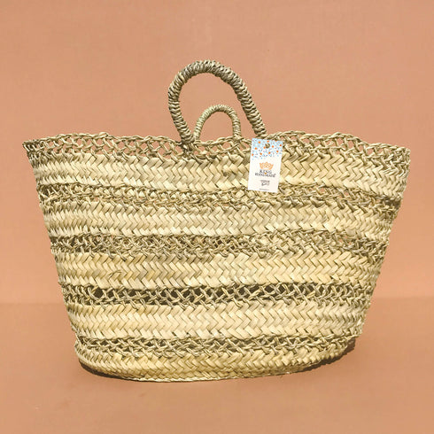 Handcrafted Doum Straw Basket | Openwork Woven Bag