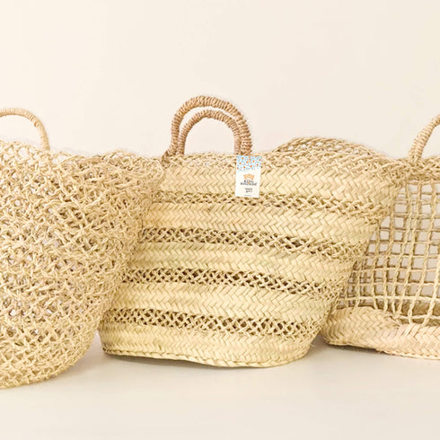 Handcrafted Doum Straw Basket | Openwork Woven Bag