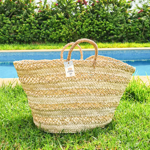 Handcrafted Doum Straw Basket | Openwork Woven Bag