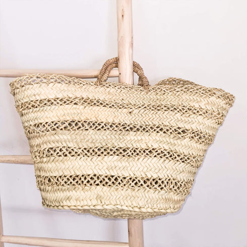 Handcrafted Doum Straw Basket | Openwork Woven Bag