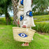 Handcrafted Evil Eye Straw Bag | Large Beach Tote