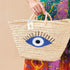 Handcrafted Evil Eye Straw Bag | Large Beach Tote