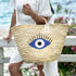 Handcrafted Evil Eye Straw Bag | Large Beach Tote