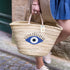 Handcrafted Evil Eye Straw Bag | Large Beach Tote