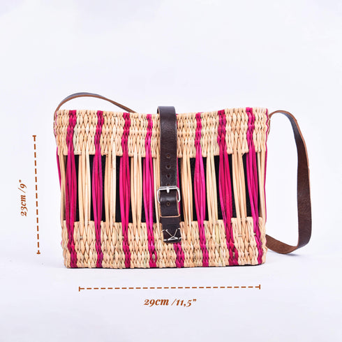 Handcrafted French Basket with Pink Stripe - Decorative, Versatile, Eco-Friendly