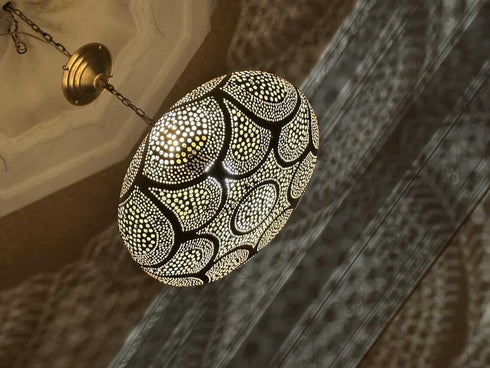 Handcrafted Moroccan Brass Pendant Light - Boho Lamp Shade (PL 1058)