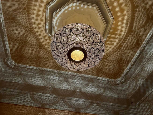 Handcrafted Moroccan Brass Pendant Light – Adjustable & Elegant (PL 1059)