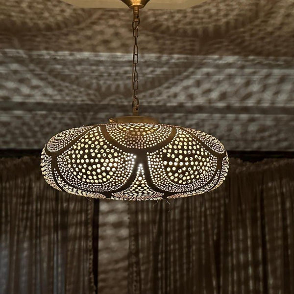 Brass Pendant Light – Moroccan Geometric Perforated