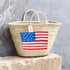Handcrafted Woven Straw Bag with US Flag – Stylish & Patriotic Tote