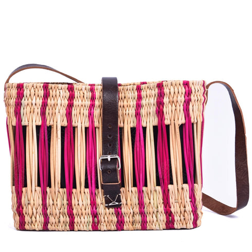 Handcrafted French Basket with Pink Stripe - Decorative, Versatile, Eco-Friendly