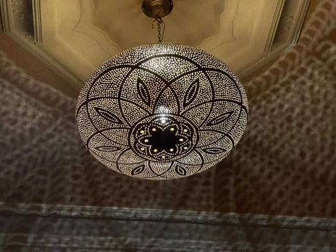 Handcrafted Moroccan Brass Pendant Light - Boho Elegance (PL 1081)