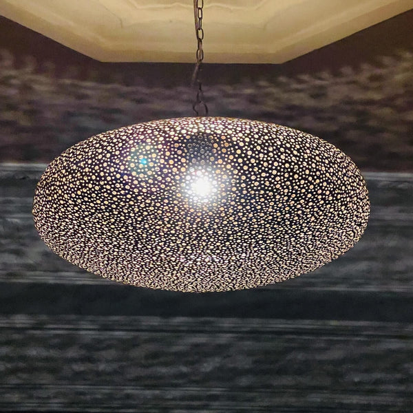 Perforated Moroccan Pendant Light – Brass Openwork Lamp